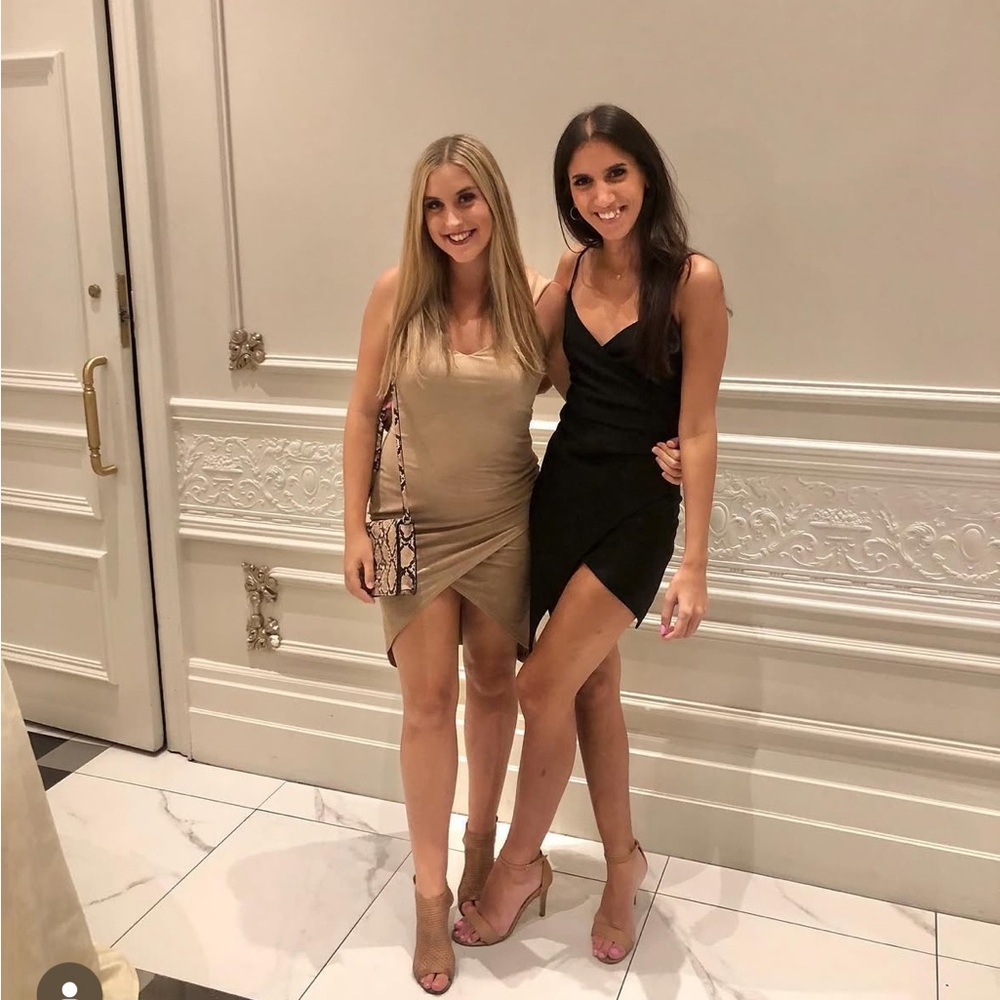 Black Mini Bodycon Dress with Asymmetrical Hem and Spaghetti Straps